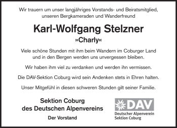 Traueranzeige von Karl-Wolfgang Stelzner von Neue Presse Coburg