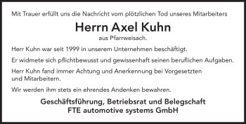 Traueranzeige von Axel Kuhn von Neue Presse Coburg