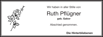 Traueranzeige von Ruth Pflügner von Frankenpost