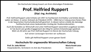 Traueranzeige von Helfried Ruppert von Neue Presse Coburg