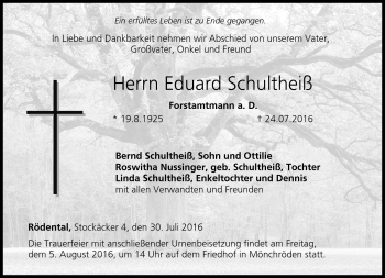 Traueranzeige von Eduard Schultheiß von Neue Presse Coburg
