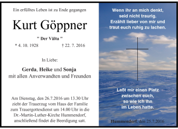 Traueranzeige von Kurt Göppner von Neue Presse Coburg