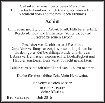 Traueranzeige von Achim  von Südthüringer Presse