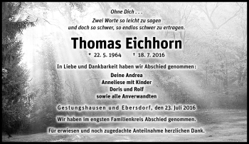 Traueranzeige von Thomas Eichhorn von Neue Presse Coburg