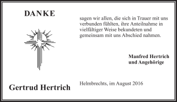 Traueranzeige von Gertrud Hertrich von Frankenpost