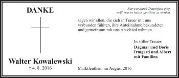 Traueranzeige von Walter Kowalewski von Frankenpost