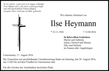 Traueranzeige von Ilse Heymann von Neue Presse Coburg