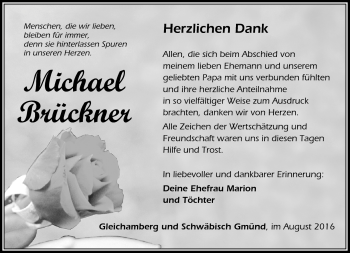 Traueranzeige von Michael Brückner von Südthüringer Presse