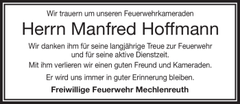 Traueranzeige von Manfred Hoffmann von Frankenpost