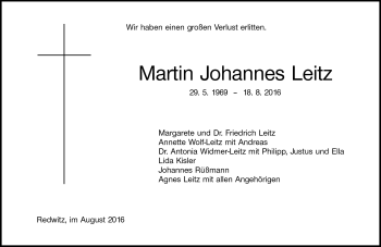 Traueranzeige von Martin Johannes Leitz von Neue Presse Coburg