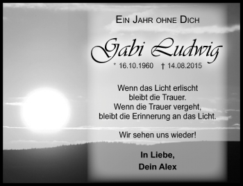 Traueranzeige von Gabi Ludwig von Neue Presse Coburg