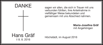 Traueranzeige von Hans Gräf von Frankenpost