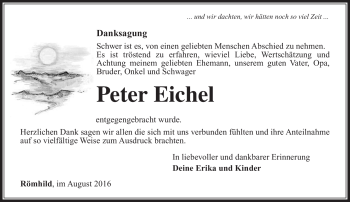 Traueranzeige von Peter Eichel von Südthüringer Presse