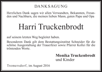 Traueranzeige von Harri Truckenbrodt von Neue Presse Coburg