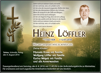 Traueranzeige von Heinz Löffler von Neue Presse Coburg