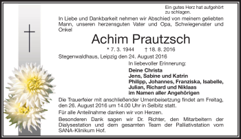 Traueranzeige von Achim Prautzsch von Frankenpost