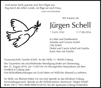 Traueranzeige von Jürgen Schell von Neue Presse Coburg