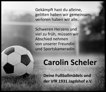 Traueranzeige von Carolin Scheler von Südthüringer Presse