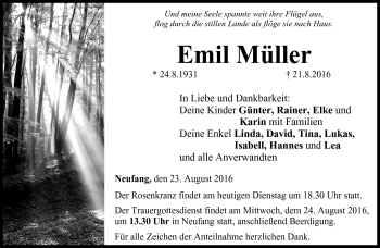 Traueranzeige von Emil Müller von Neue Presse Coburg