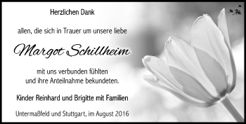 Traueranzeige von Margot Schillheim von Südthüringer Presse