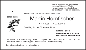 Traueranzeige von Martin Hornfischer von Frankenpost