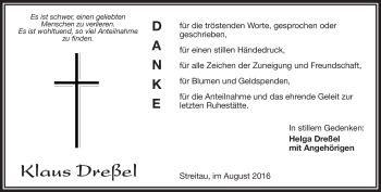 Traueranzeige von Klaus Dreßel von Frankenpost