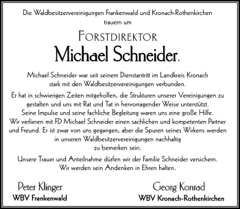 Traueranzeige von Michael Schneider von Neue Presse Coburg