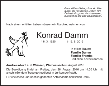 Traueranzeige von Konrad Damm von Neue Presse Coburg