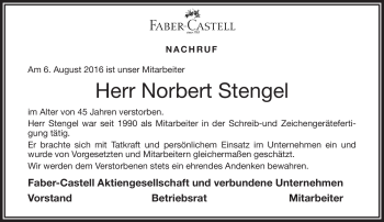 Traueranzeige von Norbert Stengel von Frankenpost