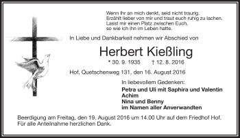 Traueranzeige von Herbert Kießling von Frankenpost