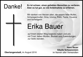 Traueranzeige von Erika Bauer von Neue Presse Coburg