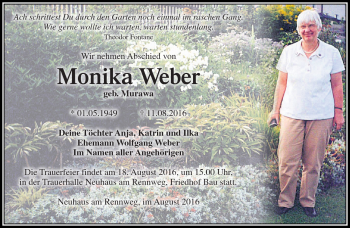 Traueranzeige von Monika Weber von Südthüringer Presse