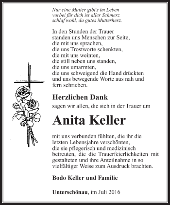Traueranzeige von Anita Keller von Südthüringer Presse