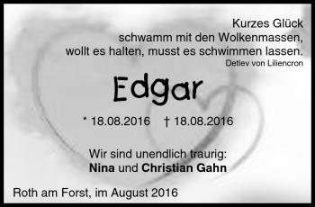 Traueranzeige von Edgar Gahn von Neue Presse Coburg