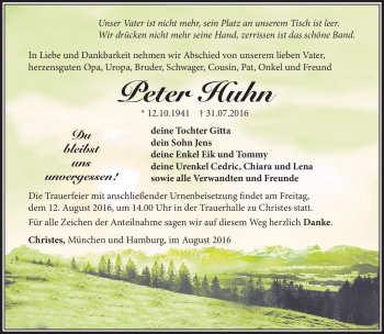Traueranzeige von Peter Hihn von Südthüringer Presse