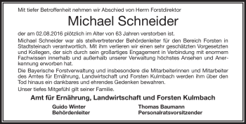 Traueranzeige von Michael Schneider von Frankenpost