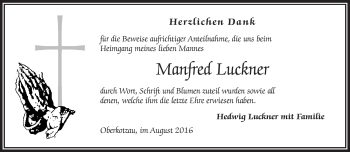 Traueranzeige von Manfred Luckner von Frankenpost