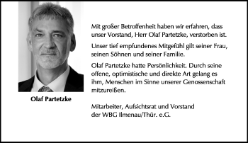 Traueranzeige von Olaf Partetzke von Südthüringer Presse