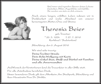 Traueranzeige von Theresia Beier von Frankenpost