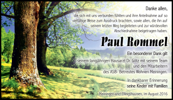 Traueranzeige von Paul Rommel von Südthüringer Presse
