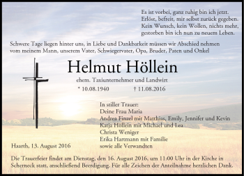 Traueranzeige von Helmut Höllein von Neue Presse Coburg