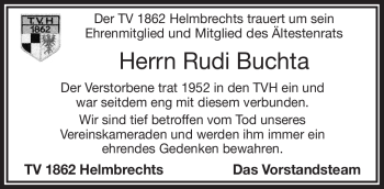 Traueranzeige von Rudi Buchta von Frankenpost