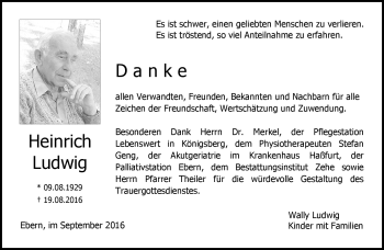 Traueranzeige von Heinrich Ludwig von Neue Presse Coburg