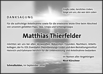 Traueranzeige von Matthias Kürschner von Südthüringer Presse