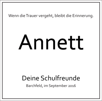 Traueranzeige von Annett Rüttinger von Südthüringer Presse