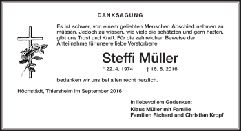 Traueranzeige von Steffi Müller von Frankenpost