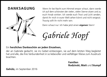 Traueranzeige von Gabriele Hopf von Neue Presse Coburg