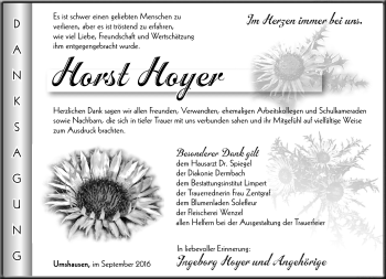 Traueranzeige von Horst Hoyer von Südthüringer Presse