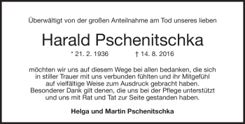 Traueranzeige von Harald Pschenitschka von Neue Presse Coburg
