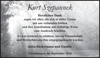 Traueranzeige von Kurt Szepannek von Südthüringer Presse